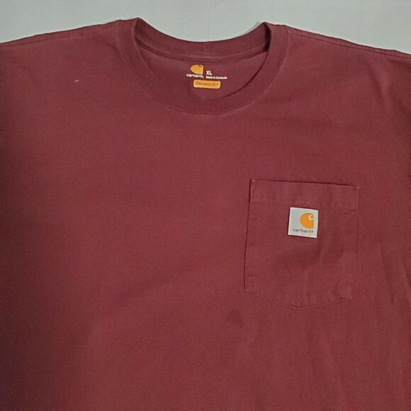 Carhartt Mens XL T-shirt WorkWear Pocket Basic Heavyweight Jersey Knit Maroon - Picture 9 of 9